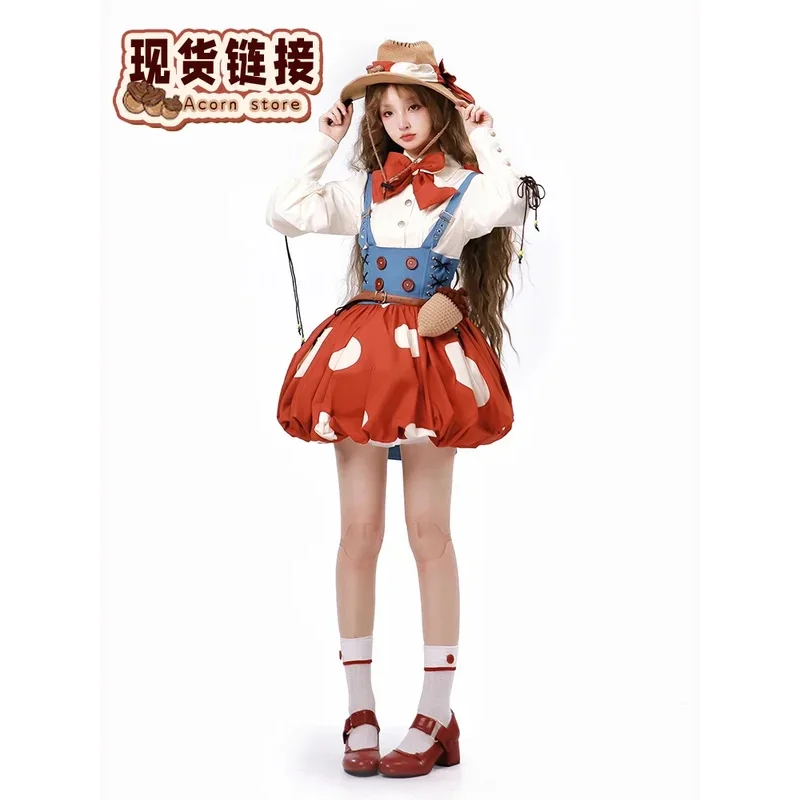 2024 New Spring Summer Cute Red Mushroom Denim Brace Bud Skirt Lolita Girl Women's Long Sleeve Shirt 2 Piece Skirt Set
2024 New Spring Summer Cute Red Mushroom Denim Brace Bud Skirt Lolita Girl Women's Long Sleeve Shirt 2 Piece Skirt Set