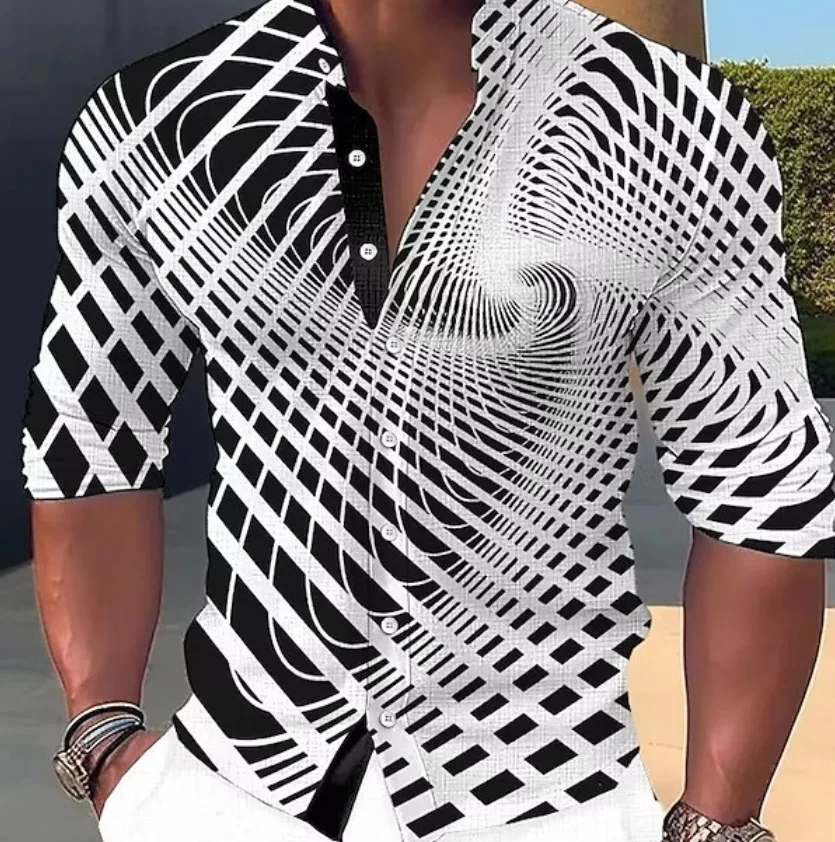 Summer new men's fashion trend Hawaiian short sleeved shirt 3D minimalist vacation beach plaid shirt
Summer new men's fashion trend Hawaiian short sleeved shirt 3D minimalist vacation beach plaid shirt