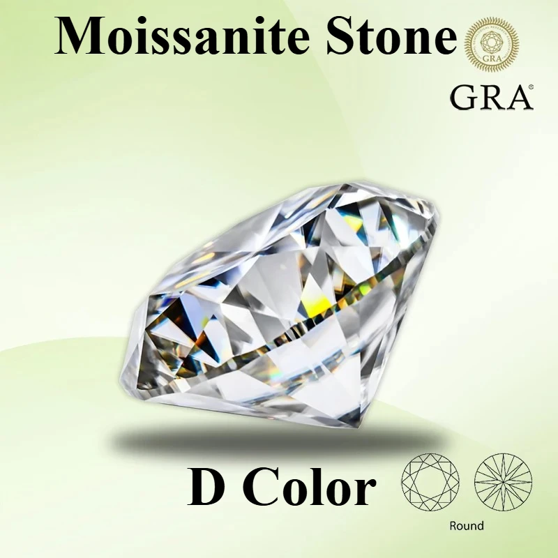 Moissanite Stone Round Cut D Color VVS1 0.1ct-12.0ct Lab Grown Gemstone for DIY Jewelry Making Materials Pass Diamond Tester
Moissanite Stone Round Cut D Color VVS1 0.1ct-12.0ct Lab Grown Gemstone for DIY Jewelry Making Materials Pass Diamond Tester