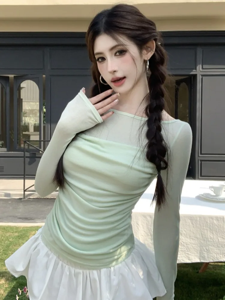Slim Fit Long Sleeve T-Shirt Women's Spring Autumn New Lightweight Design Sense Padded Collar Fake Two-Piece Top Pure Desire
Slim Fit Long Sleeve T-Shirt Women's Spring Autumn New Lightweight Design Sense Padded Collar Fake Two-Piece Top Pure Desire
