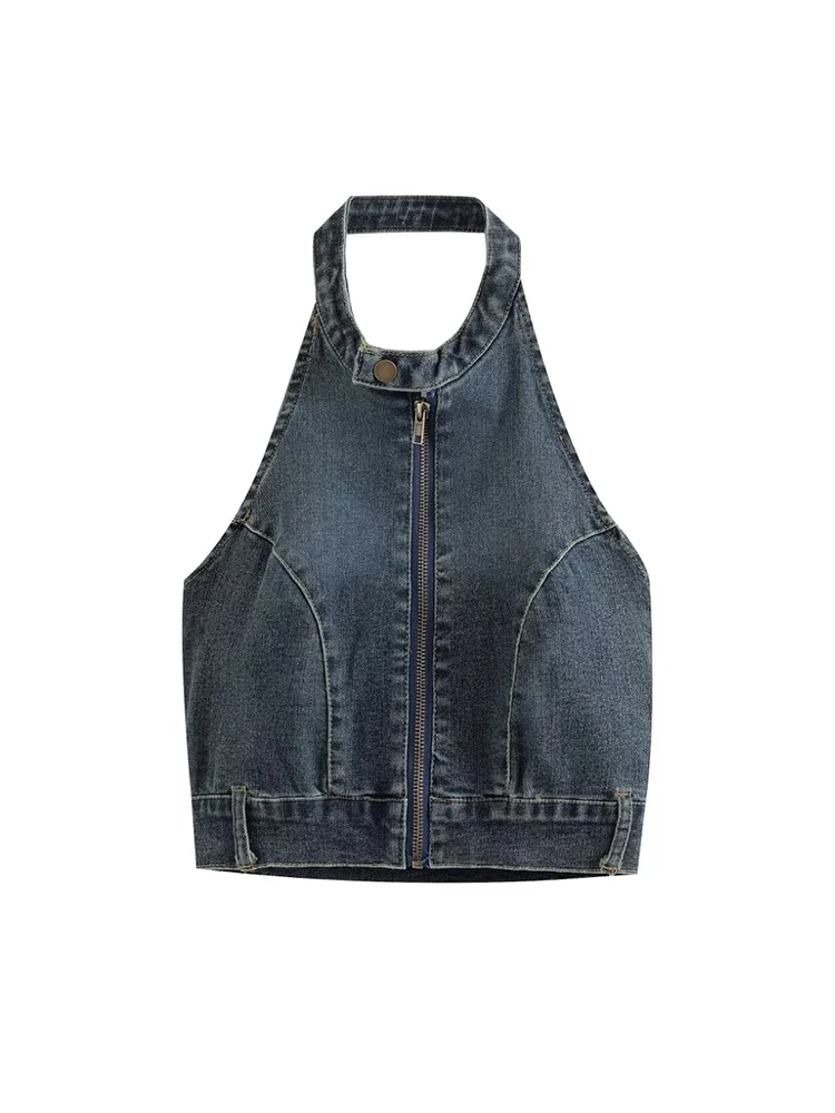Willshela Women Fashion Denim Front Zipper Backless Waistcoats Vintage Halter Neck Sleeveless Jackets Female Chic Lady Tank Tops
Willshela Women Fashion Denim Front Zipper Backless Waistcoats Vintage Halter Neck Sleeveless Jackets Female Chic Lady Tank Tops