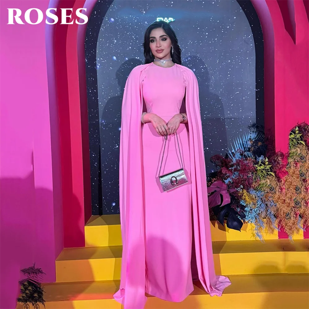 ROSES Pink Prom Dresses Round Neck Prom Gown with Dramatic Cape Celebrity Dress Mermaid Satin Evening Dress for Women Customized
ROSES Pink Prom Dresses Round Neck Prom Gown with Dramatic Cape Celebrity Dress Mermaid Satin Evening Dress for Women Customized