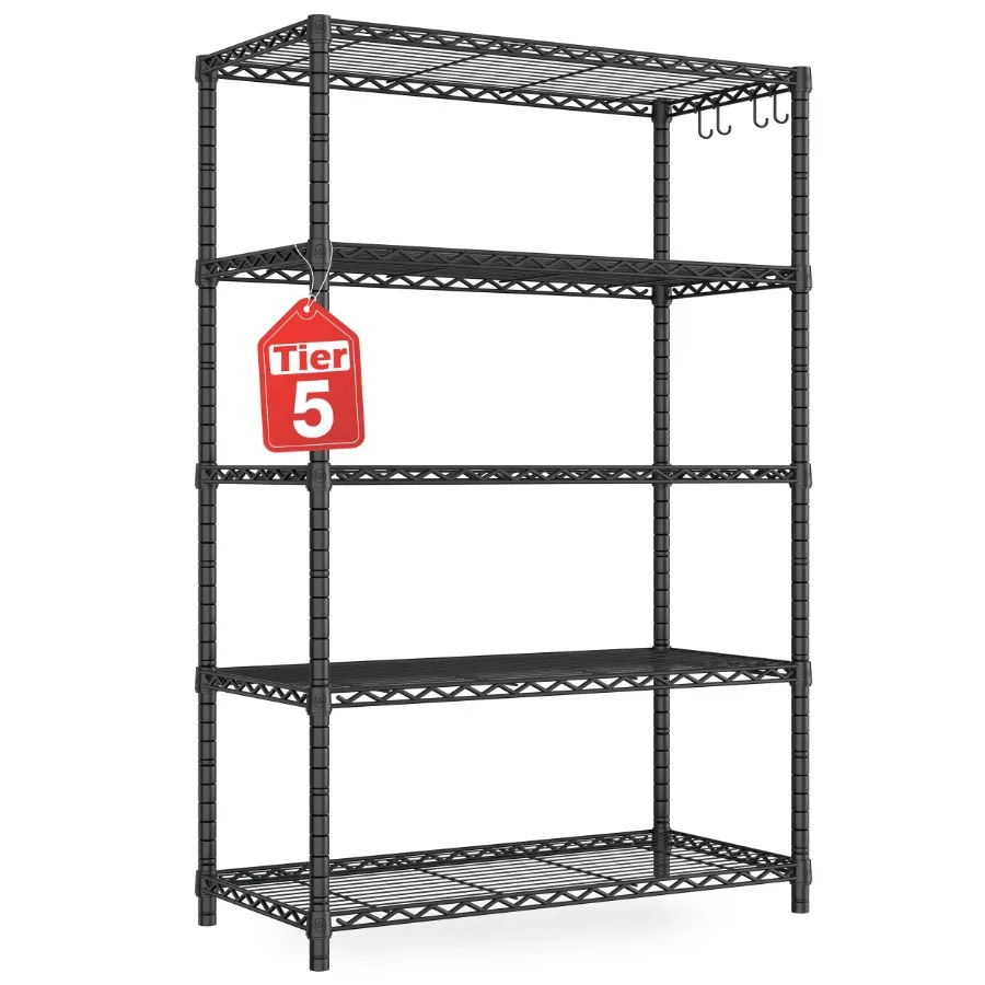 5-Tier Storage Shelves 1250lbs Wire Shelving Adjustable Metal Shelving Heavy Duty Steel Wire Rack for Garage Commercial Pantry
5-Tier Storage Shelves 1250lbs Wire Shelving Adjustable Metal Shelving Heavy Duty Steel Wire Rack for Garage Commercial Pantry