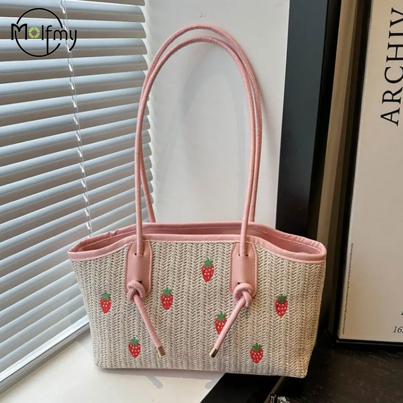 Woven Shoulder Bag Rattan Beach Strawberry Embroidery Tote Bags Large Capacity Vacation Travel Handle Bag Shopping Handbag Bolsa
Woven Shoulder Bag Rattan Beach Strawberry Embroidery Tote Bags Large Capacity Vacation Travel Handle Bag Shopping Handbag Bolsa