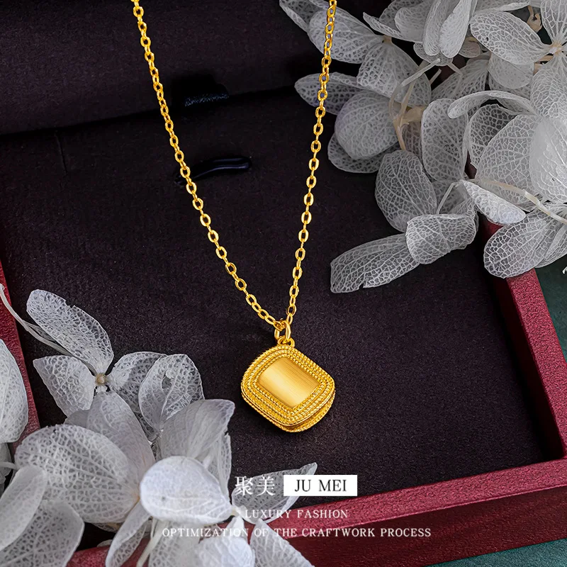 Luxury 24K 9999 Pure Gold real gold Women's Vintage Square Necklace Vintage Small Square Pendant
Luxury 24K 9999 Pure Gold real gold Women's Vintage Square Necklace Vintage Small Square Pendant