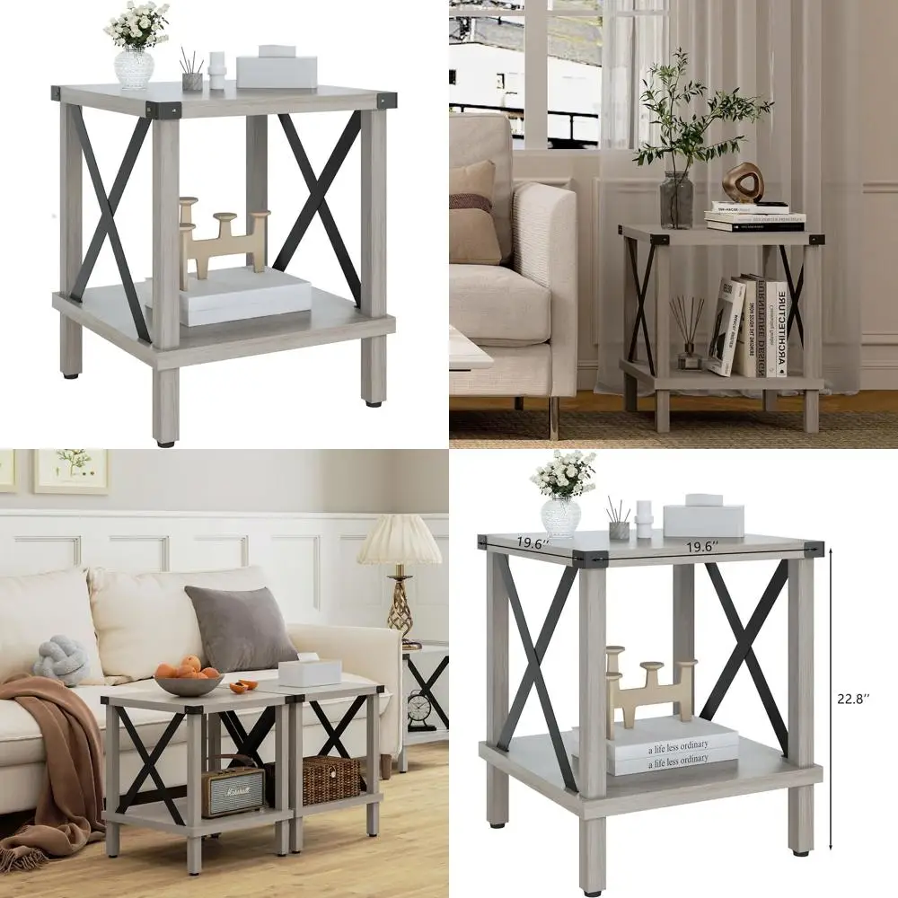 Industrial Style Metal and Wood Farmhouse Coffee Table with Storage Shelf for Living Room and Bedroom in Oak Grey
Industrial Style Metal and Wood Farmhouse Coffee Table with Storage Shelf for Living Room and Bedroom in Oak Grey