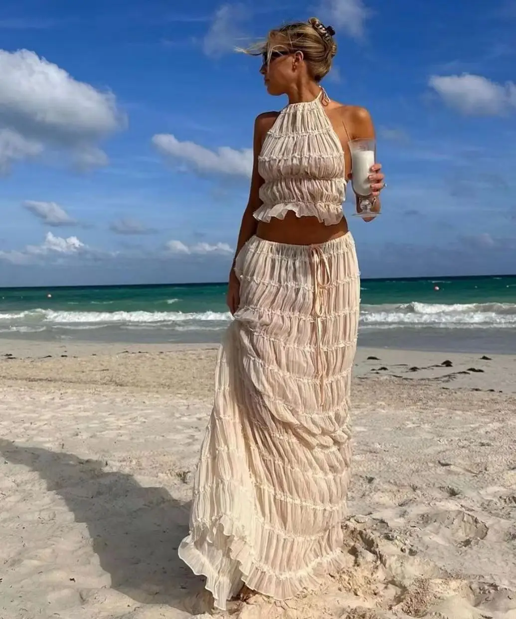 Summer Sexy Lace Vest With Backless Dresses Sets Women Skirt Suit Slim Crop Tops Long Dress Two-piece Beach Party Club Dress
Summer Sexy Lace Vest With Backless Dresses Sets Women Skirt Suit Slim Crop Tops Long Dress Two-piece Beach Party Club Dress