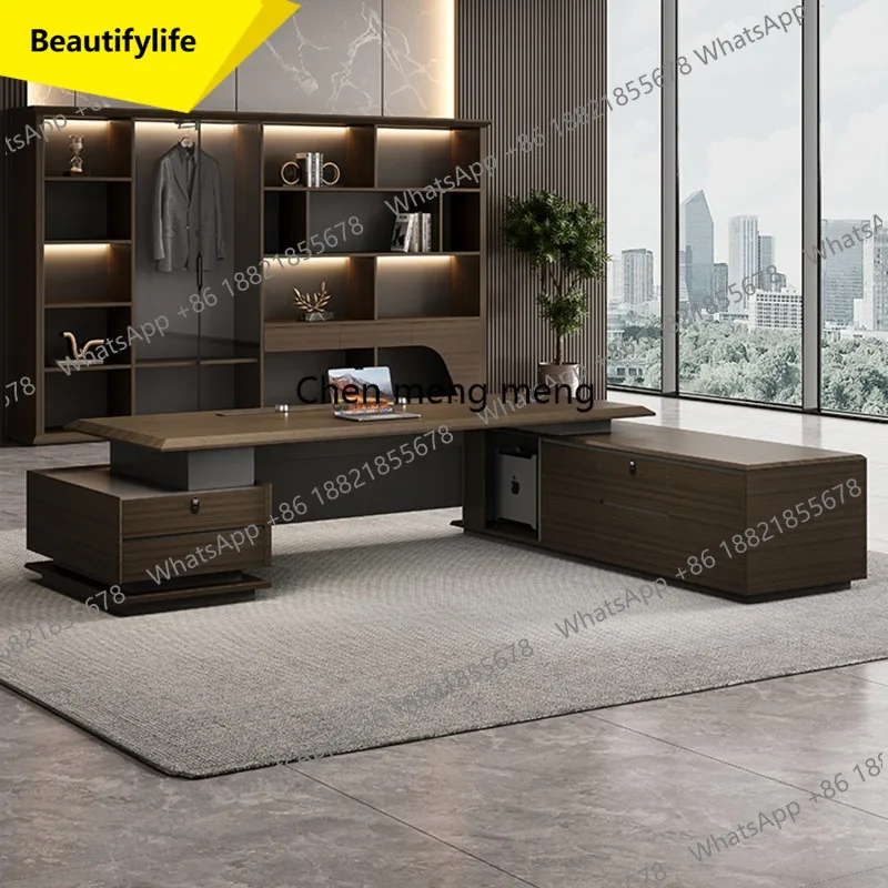 X188 Boss office desk and chair combination modern light luxury chairperson's office president's desk large desk
X188 Boss office desk and chair combination modern light luxury chairperson's office president's desk large desk