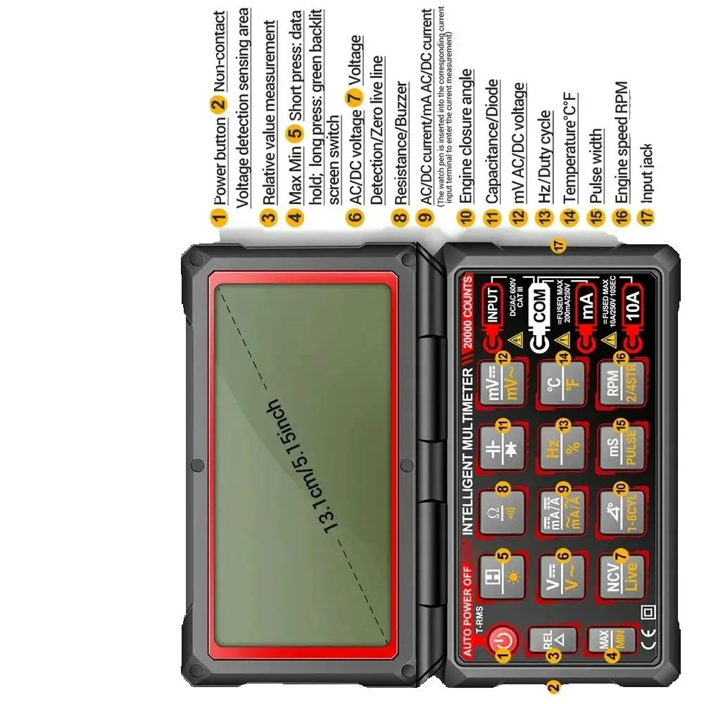 AC/DC Voltage/Current Ohm meters Capacitance Car Pulse Width Test Tools Digital Car Multimeter ANENG 623 Engine speed test Auto
AC/DC Voltage/Current Ohm meters Capacitance Car Pulse Width Test Tools Digital Car Multimeter ANENG 623 Engine speed test Auto