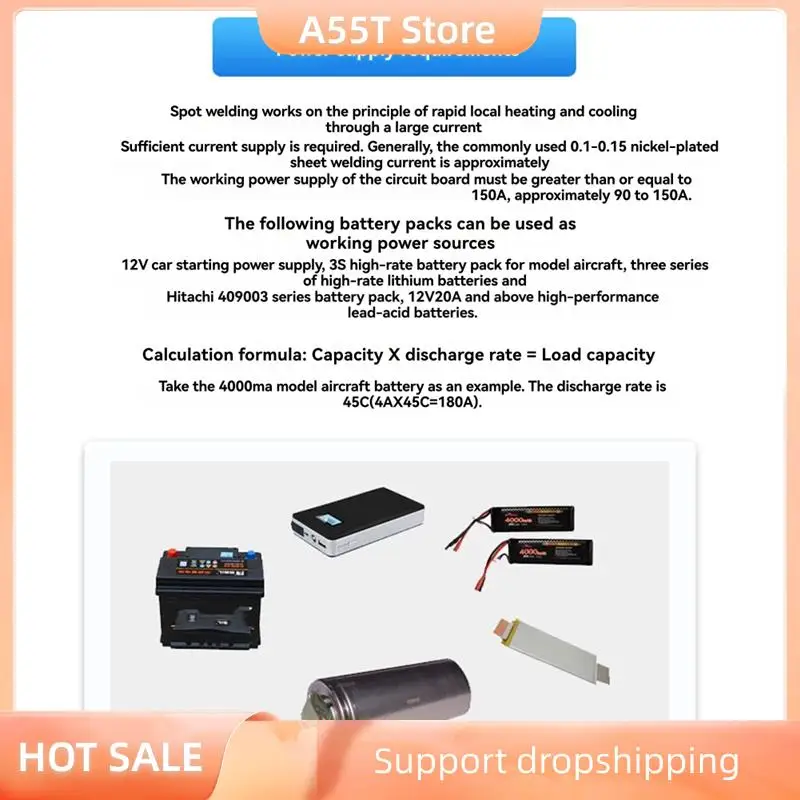 A55T DIY Portable Battery Storage Spot Welder Set, 12V Solder Circuit Board Unassembled Welder
A55T DIY Portable Battery Storage Spot Welder Set, 12V Solder Circuit Board Unassembled Welder