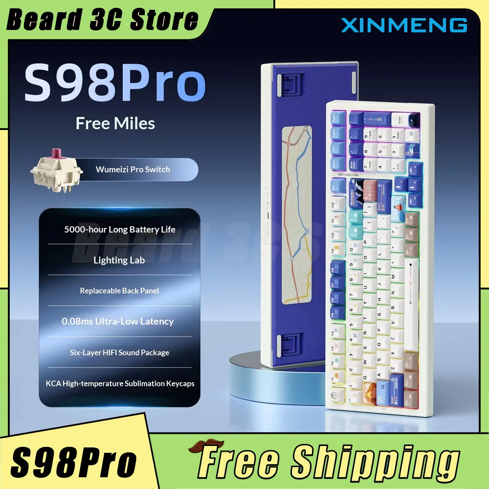 Xinmeng S98Pro Tri Mode Mechanical Keyboard Wireless Bluetooth RGB Hot Swap Office Keyboard Custom GASKET RT0.08ms for PC Gamer
Xinmeng S98Pro Tri Mode Mechanical Keyboard Wireless Bluetooth RGB Hot Swap Office Keyboard Custom GASKET RT0.08ms for PC Gamer