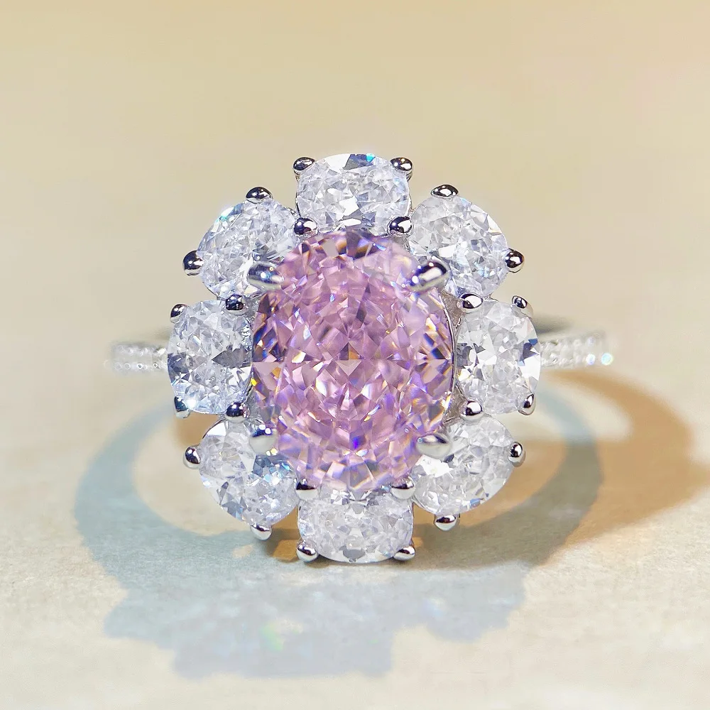 PT950 platinum plum blossom pink dove egg ring for women. Radiant Cut ice flower zircon ring
PT950 platinum plum blossom pink dove egg ring for women. Radiant Cut ice flower zircon ring