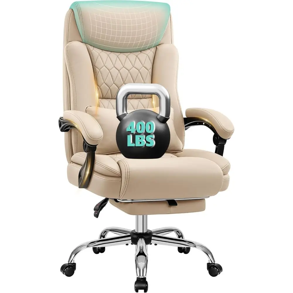 Ergonomic High-Back Computer Chair with Wide Memory Foam Seat, Lumbar Support, and Footrest, for 400lbs, Khaki
Ergonomic High-Back Computer Chair with Wide Memory Foam Seat, Lumbar Support, and Footrest, for 400lbs, Khaki