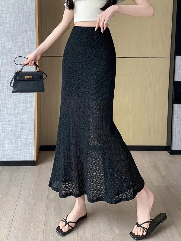 Юбка-миди с высокой талией, кружевными вставками и разрезом, А-силуэт, фасон «рыбий хвост», женская летняя новинка, облегающая, универсальная, с эффектной текстурой
Юбка-миди с высокой талией, кружевными вставками и разрезом, А-силуэт, фасон «рыбий хвост», женская летняя новинка, облегающая, универсальная, с эффектной текстурой