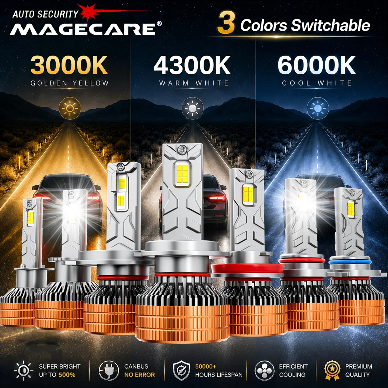 Tri Color H7 LED Headlights H1 H8 H9 HB3 9005 9006 CANbus with Remote Control 6000K 4300K 3000K H4 H11 LED Bulbs For Car
Tri Color H7 LED Headlights H1 H8 H9 HB3 9005 9006 CANbus with Remote Control 6000K 4300K 3000K H4 H11 LED Bulbs For Car