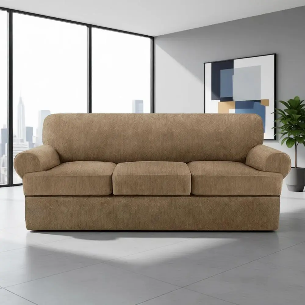 Brown Stretch Sofa Slipcover Set with 3-Piece T-Cushion Covers for Living Room Furniture
Brown Stretch Sofa Slipcover Set with 3-Piece T-Cushion Covers for Living Room Furniture