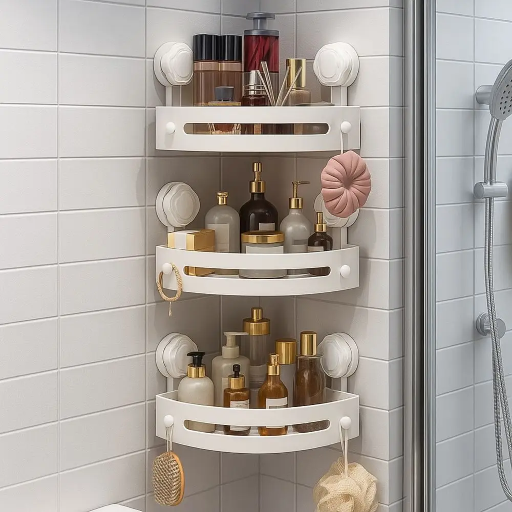 Suction Cup Bathroom Shelf Wall Mounted Three-story Storage Organizer Strong Load-bearing No Drill Corner Shelf Organizer
Suction Cup Bathroom Shelf Wall Mounted Three-story Storage Organizer Strong Load-bearing No Drill Corner Shelf Organizer