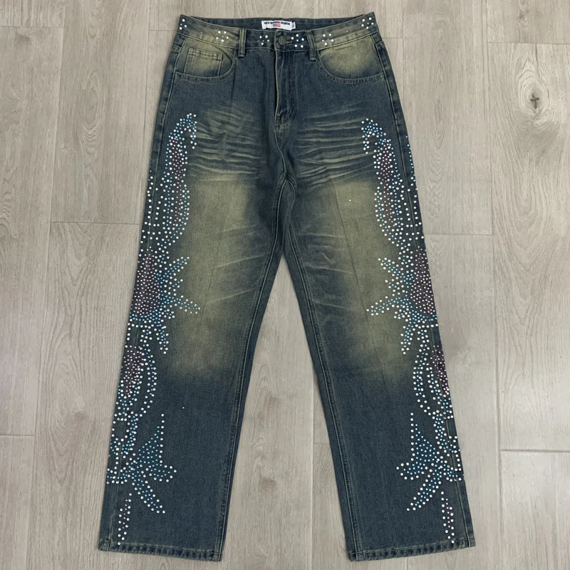 Summer High Quality American Retro Beaded Vale Pants Men Loose Fit Straight Leg High Street Trendy Style Denim Pants
Summer High Quality American Retro Beaded Vale Pants Men Loose Fit Straight Leg High Street Trendy Style Denim Pants