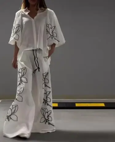 2025 Pants Set Women's Fashion Spring and Summer Latest Hot Selling Women's Casual Style Loose Top Printed Pants Two-Piece Set
2025 Pants Set Women's Fashion Spring and Summer Latest Hot Selling Women's Casual Style Loose Top Printed Pants Two-Piece Set