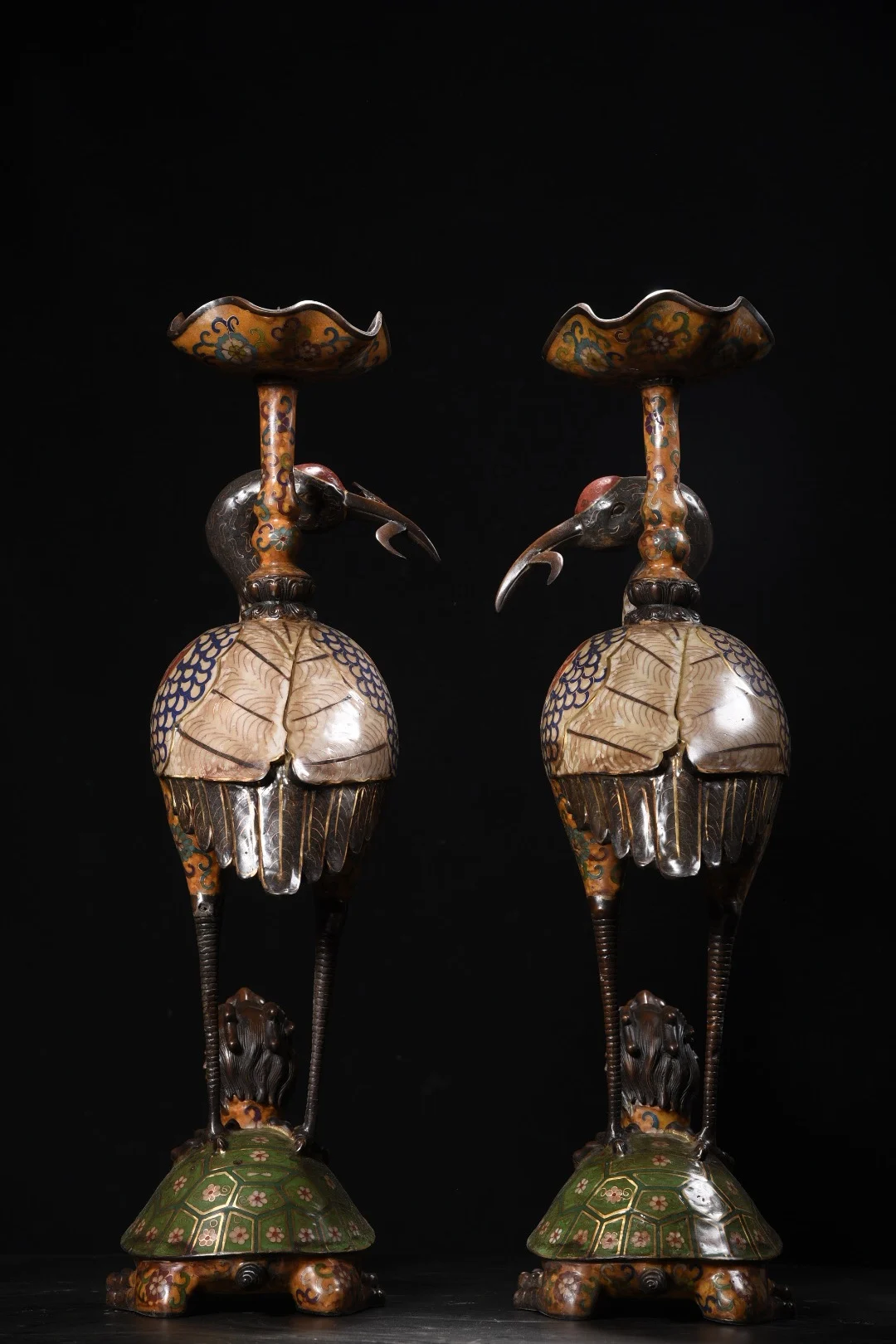 24"Tibetan Temple Collection Old Bronze Cloisonne Enamel Dragon Turtle Tread Longevity Crane Candlestick A Pair Worship Hall
24"Tibetan Temple Collection Old Bronze Cloisonne Enamel Dragon Turtle Tread Longevity Crane Candlestick A Pair Worship Hall