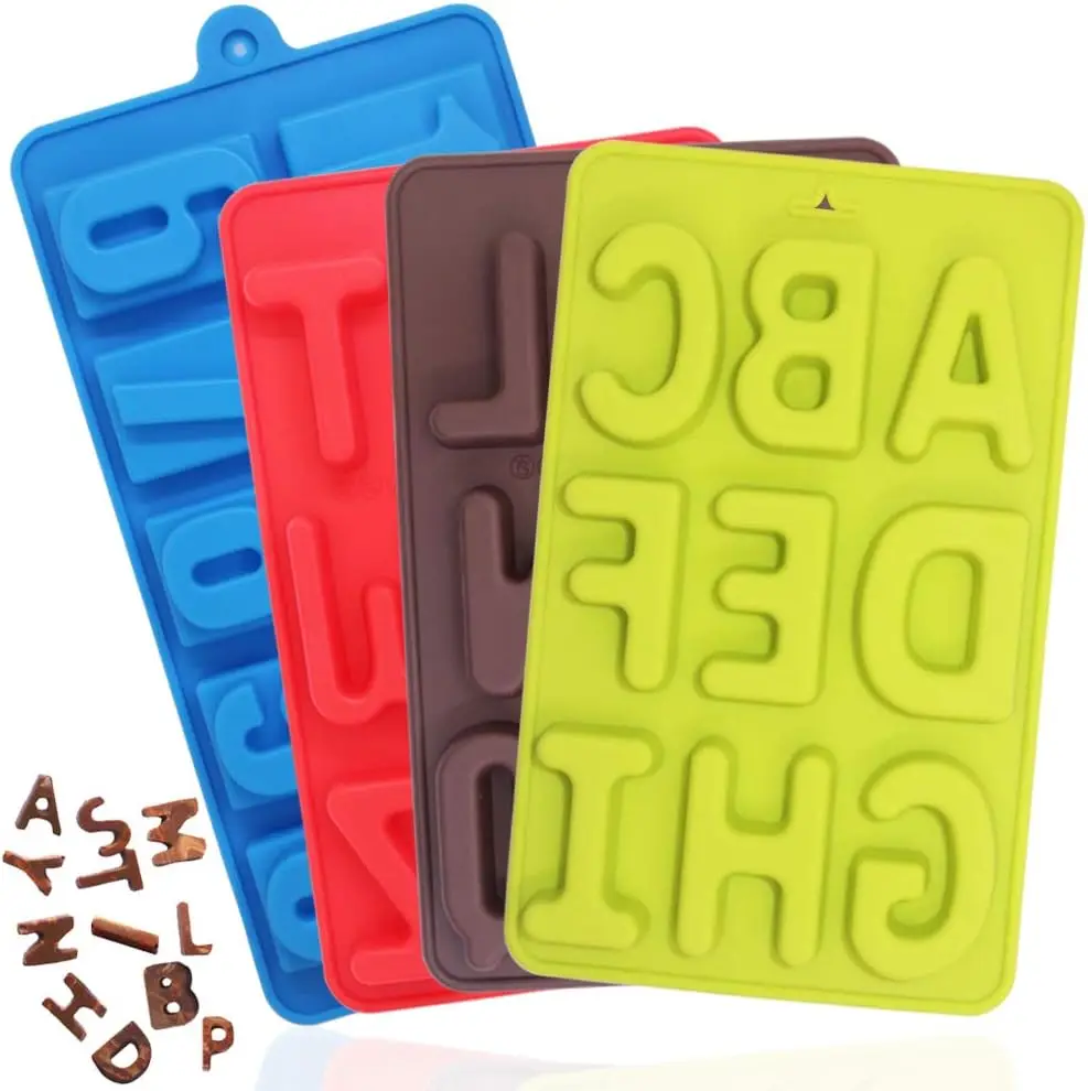 4 Pcs Silicone Letters & Numbers Molds for Baking, Candy, Chocolate, Ice Cubes - Green, Brown, Red, Blue
4 Pcs Silicone Letters & Numbers Molds for Baking, Candy, Chocolate, Ice Cubes - Green, Brown, Red, Blue
