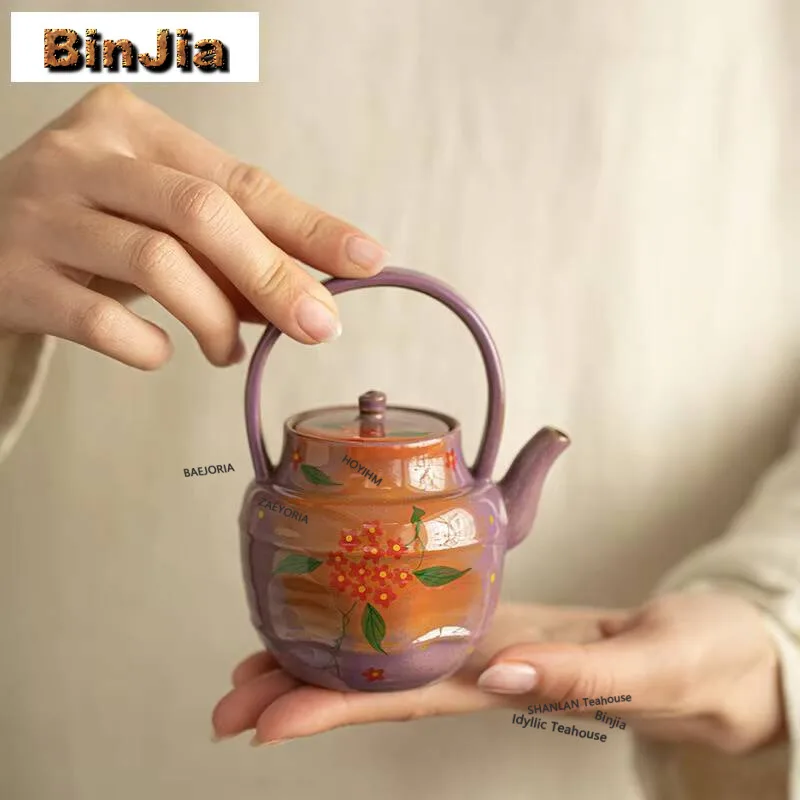 150ml Hand-painted Small Red Flower Lifting Handle Teapot Handmade Tea Infuser Pot Tea Brewing Kettle With Ball Hole Tea Items
150ml Hand-painted Small Red Flower Lifting Handle Teapot Handmade Tea Infuser Pot Tea Brewing Kettle With Ball Hole Tea Items