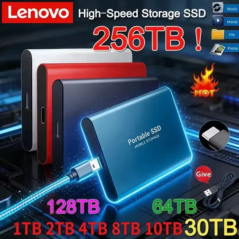Lenovo Portable External SSD High Speed Solid State Disk 1TB 2TB 128TB 256TB USB3.1 Hard Drive for PC/Laptop/Mac/Phone
Lenovo Portable External SSD High Speed Solid State Disk 1TB 2TB 128TB 256TB USB3.1 Hard Drive for PC/Laptop/Mac/Phone