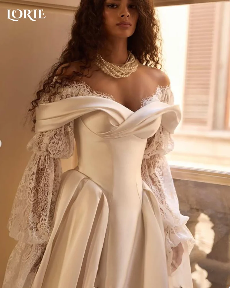LORIE Satin Wedding Dress Strapless Sweetheart Pleats A-line Mermaid Bride Gown Crepe Illsion Customized Corset Bride Dress 2026
LORIE Satin Wedding Dress Strapless Sweetheart Pleats A-line Mermaid Bride Gown Crepe Illsion Customized Corset Bride Dress 2026