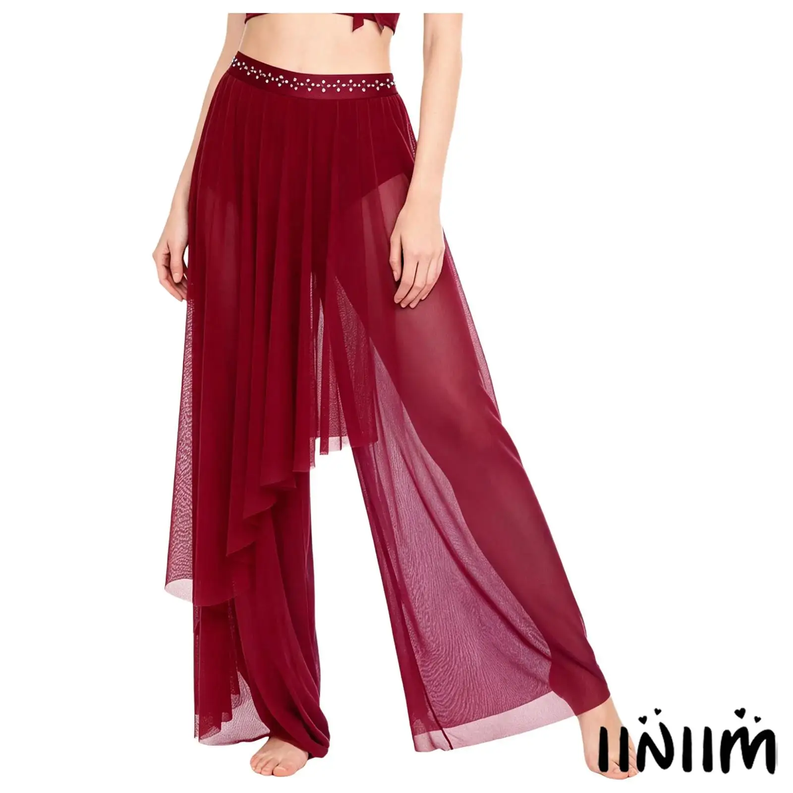 Shiny Waistband Mesh Ballet Latin Dance Pants Outfit for Women Loose Leg Irregular Overlay Modern Lyrical Dance Bottom Trouser
Shiny Waistband Mesh Ballet Latin Dance Pants Outfit for Women Loose Leg Irregular Overlay Modern Lyrical Dance Bottom Trouser