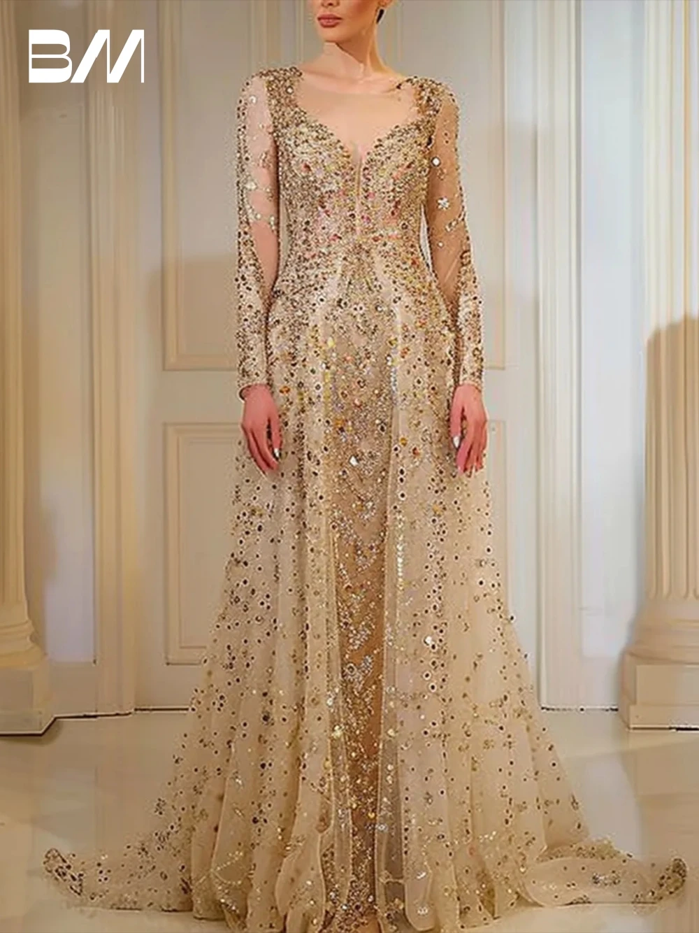 Shiny Long Sleeve Women A Line Prom Dress O-neck Beads Party Evening Customized Cocktail Gown Formal Events Vestidos De Gala
Shiny Long Sleeve Women A Line Prom Dress O-neck Beads Party Evening Customized Cocktail Gown Formal Events Vestidos De Gala