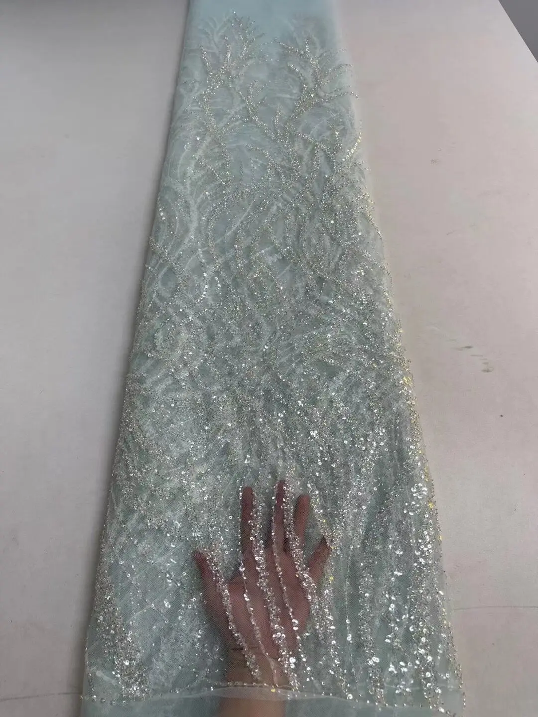 African French Tulle Lace Fabric J-12139810 High Quality With Sequins and beads Nigerian Lace Fabrics For Wedding Dress Sewing
African French Tulle Lace Fabric J-12139810 High Quality With Sequins and beads Nigerian Lace Fabrics For Wedding Dress Sewing