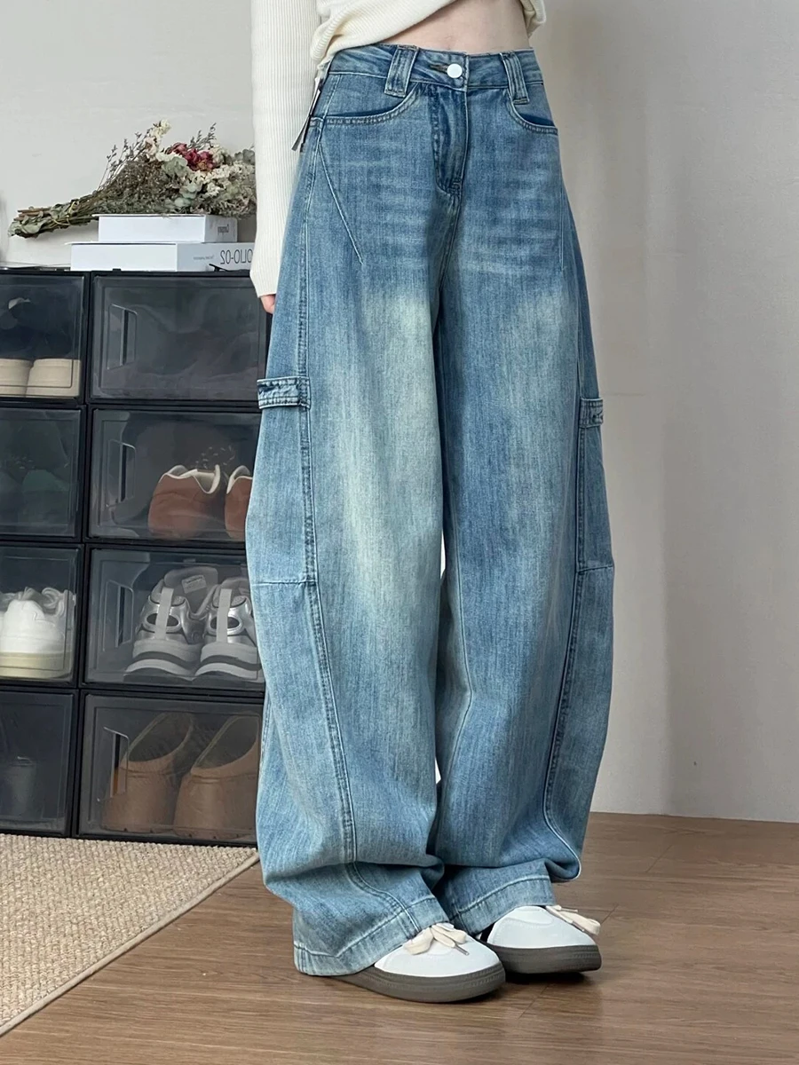 Retro American Workwear Jeans Women's plus Size High Waist Loose Straight Leg Wide Leg Pants Slimming Effect
Retro American Workwear Jeans Women's plus Size High Waist Loose Straight Leg Wide Leg Pants Slimming Effect