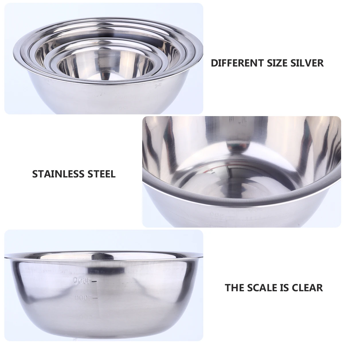 1Set Stainless Steel Egg Salad Bowls Various Sizes Kitchen Mixing Bowls Large Capacity Wash Basins Practical
1Set Stainless Steel Egg Salad Bowls Various Sizes Kitchen Mixing Bowls Large Capacity Wash Basins Practical