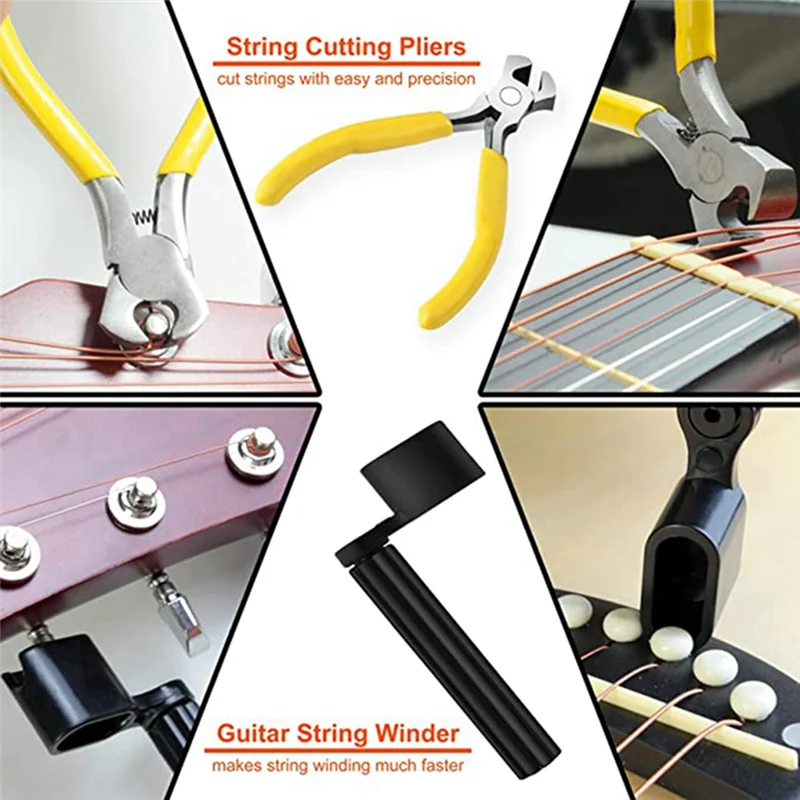 Dropship-79Pcs Guitar Tool Kit Guitar Replacement Accessories Guitar Repair Kit With Guitar String Plectrum Bridge Pins Gauges
Dropship-79Pcs Guitar Tool Kit Guitar Replacement Accessories Guitar Repair Kit With Guitar String Plectrum Bridge Pins Gauges