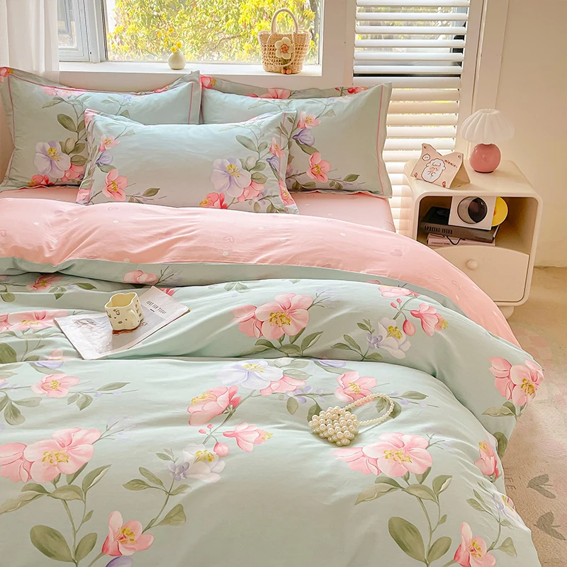 100%Cotton Bedding Set Flower Printed Bed Sheet Sets Queen/King Skin-friendly Bed Set for Adults постельное белье
100%Cotton Bedding Set Flower Printed Bed Sheet Sets Queen/King Skin-friendly Bed Set for Adults постельное белье