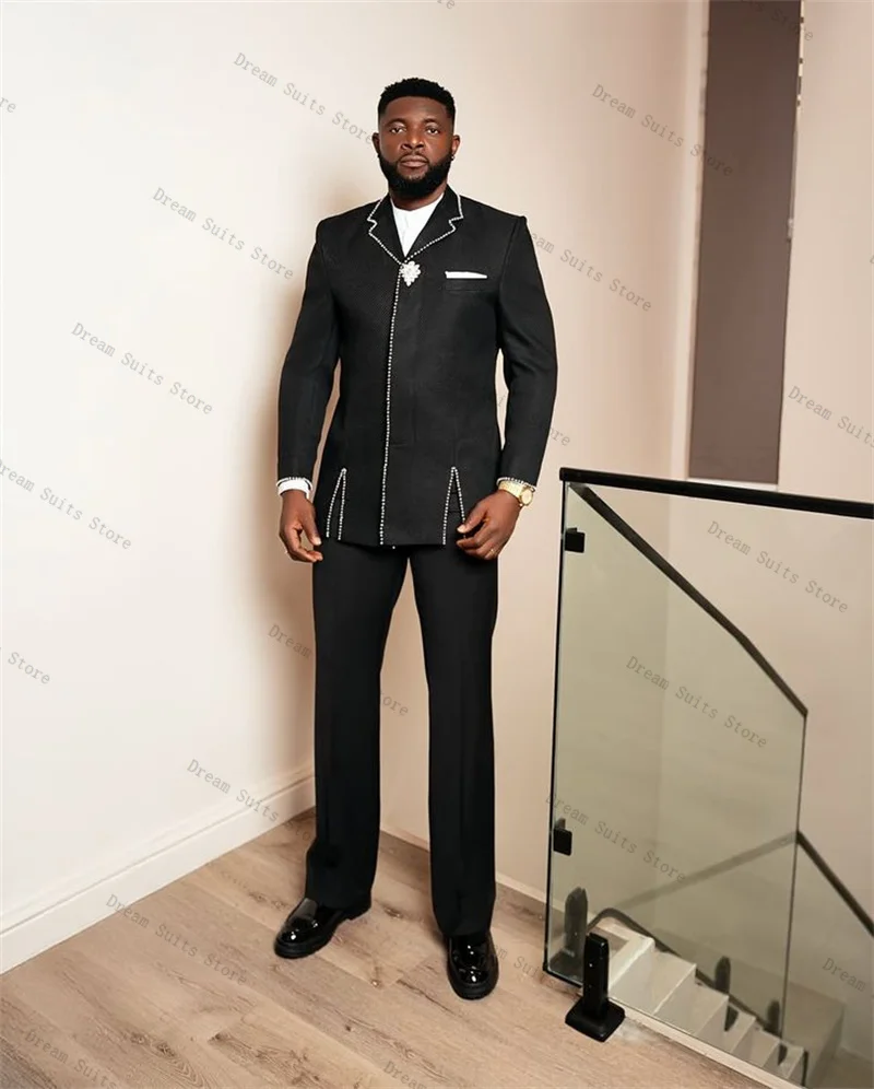 Black Men Suit Set 2 Pcs Crystal Blazer+Pants Trousers Cotton Wedding Tuxedos Formal Business Office Jacket Prom Coat Customized
Black Men Suit Set 2 Pcs Crystal Blazer+Pants Trousers Cotton Wedding Tuxedos Formal Business Office Jacket Prom Coat Customized