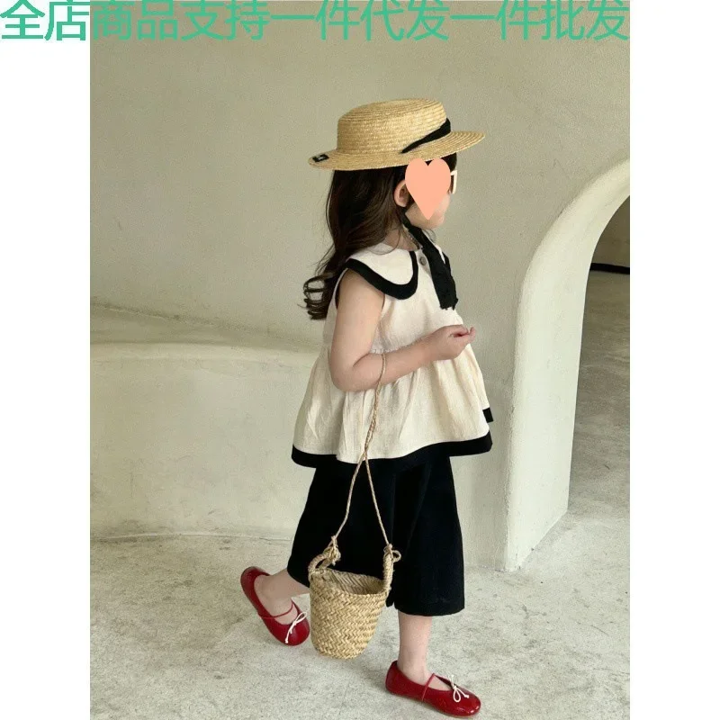 Girl Clothing Set 2025 Summer Korean Fashion Girls' Suit Double Collar Sleeveless Top+Wide-leg Pants Girl's Two Piece Suit
Girl Clothing Set 2025 Summer Korean Fashion Girls' Suit Double Collar Sleeveless Top+Wide-leg Pants Girl's Two Piece Suit