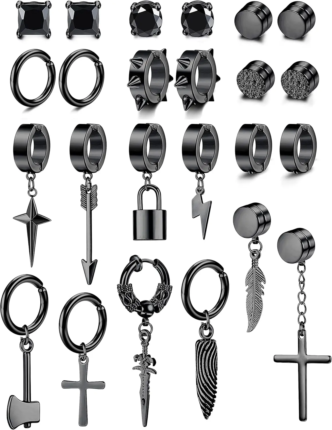 Bobisty 24Pcs Stainless Steel Fake Earrings Clip on Earrings for Women Men Goth Cross Chain Non Pierced Hoop Earrings Halloween
Bobisty 24Pcs Stainless Steel Fake Earrings Clip on Earrings for Women Men Goth Cross Chain Non Pierced Hoop Earrings Halloween