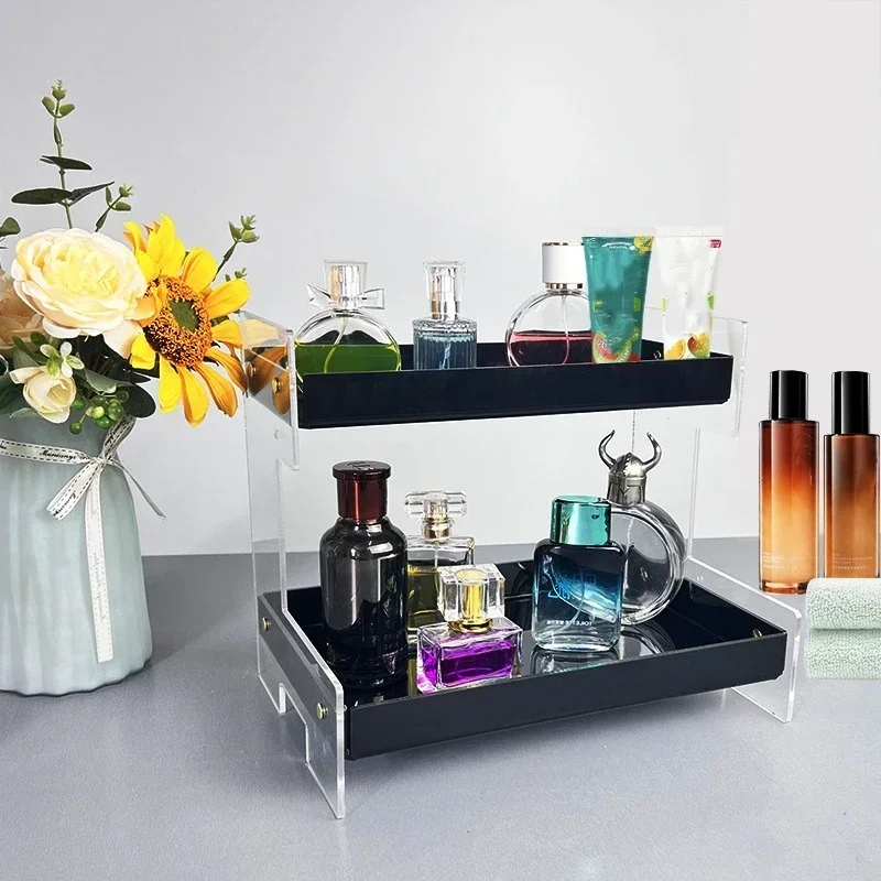 Double-layer Acrylic Storage Rack Skin Care Storage Rack for Bathroom, Kitchen, Living Room, Office Black + Transparent
Double-layer Acrylic Storage Rack Skin Care Storage Rack for Bathroom, Kitchen, Living Room, Office Black + Transparent