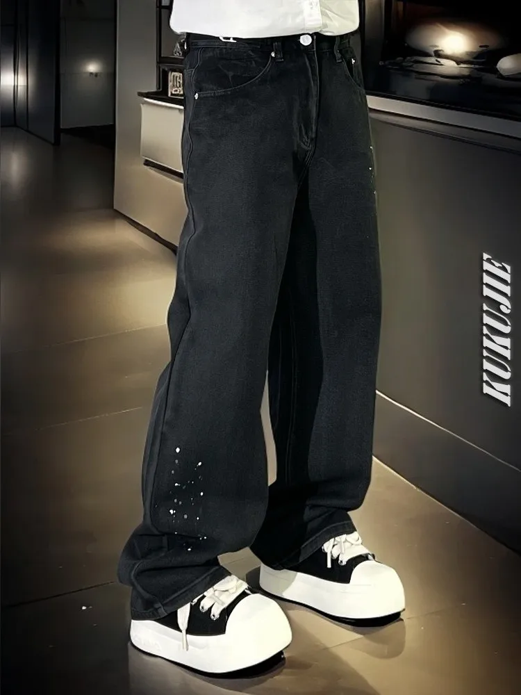 Мужские джинсы прямого кроя с широкими штанинами в американском стиле, с принтом в горошек, повседневные, модные, городские, со средней посадкой, винтажные, из денима
Мужские джинсы прямого кроя с широкими штанинами в американском стиле, с принтом в горошек, повседневные, модные, городские, со средней посадкой, винтажные, из денима