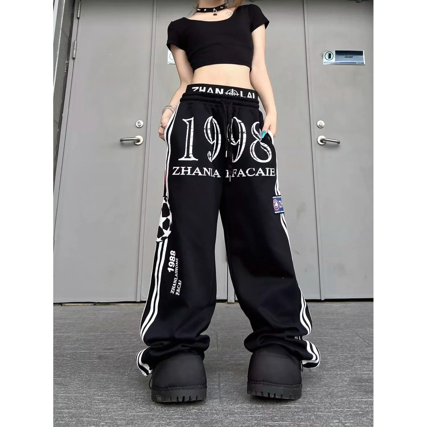 Casual Oversized Sweatpants Men's Women's Double Waist Wide Leg Floor-Length Trousers Color Blo Striped American Sle
Casual Oversized Sweatpants Men's Women's Double Waist Wide Leg Floor-Length Trousers Color Blo Striped American Sle