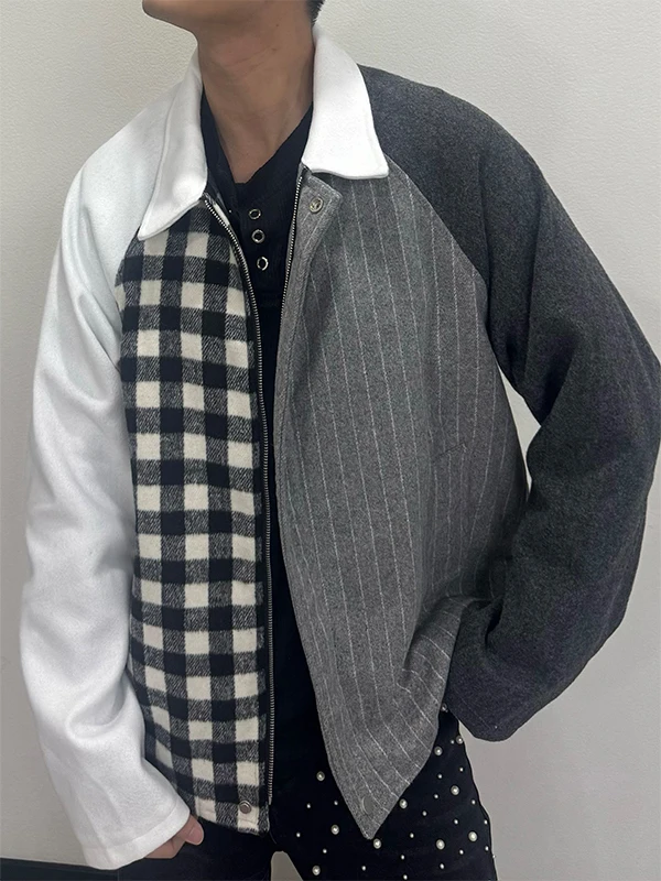 TANGZ Studio American Sle Patchwork Stand Collar Loose Men's Jaet Bla White ey Spring Outerwear Casual Faion
TANGZ Studio American Sle Patchwork Stand Collar Loose Men's Jaet Bla White ey Spring Outerwear Casual Faion