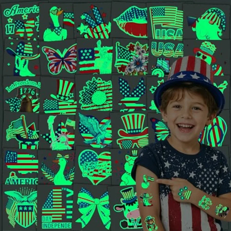 108 Pcs 4th of July Temporary Tattoos for,Fourth of July Party Favors Bulk Glow in the Dark USA Tattoo Stickers, Red White and
108 Pcs 4th of July Temporary Tattoos for,Fourth of July Party Favors Bulk Glow in the Dark USA Tattoo Stickers, Red White and