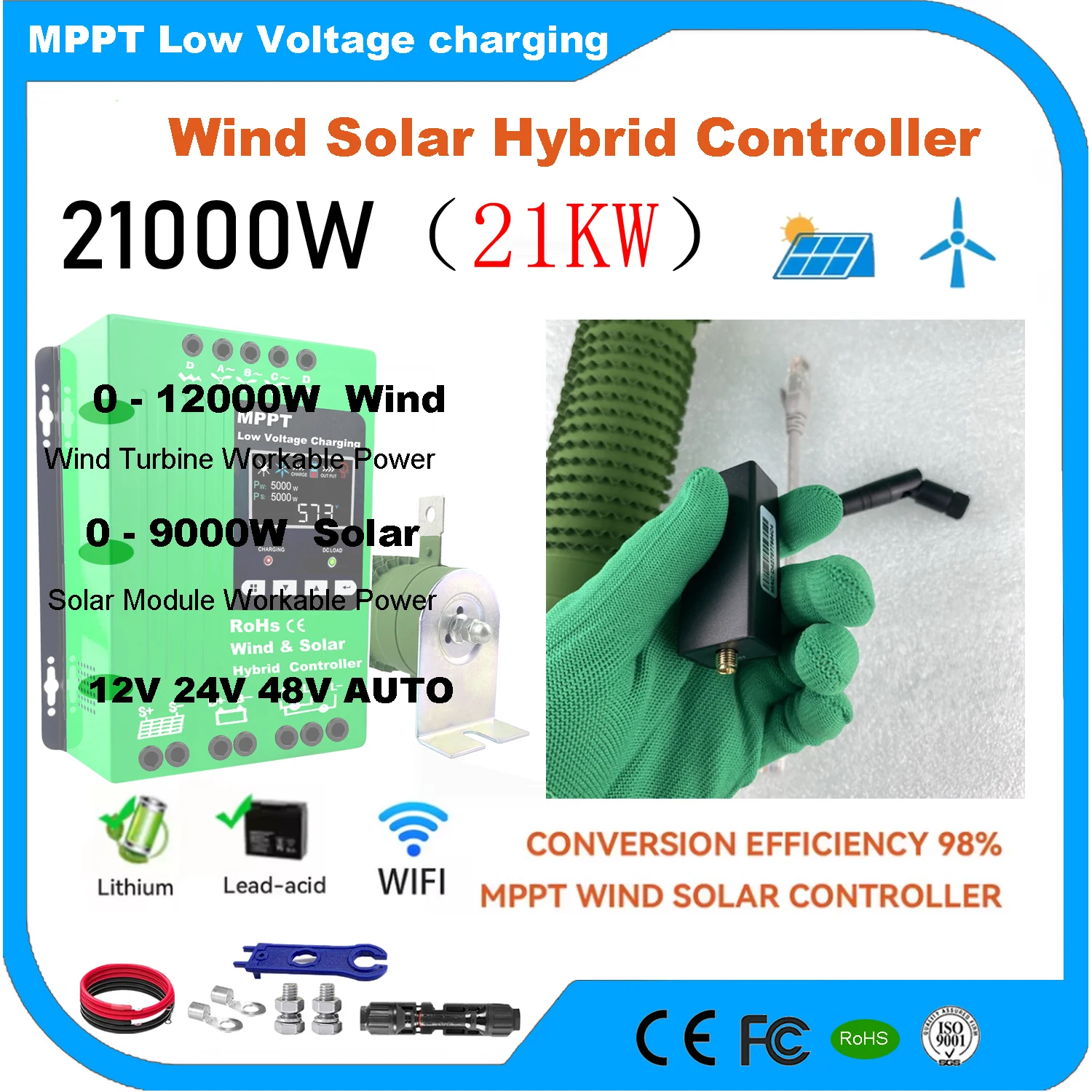 big power MPPT Hybrid Charge Controller Max input 5000W Wind & Solar Hybrid System 12v 24v 48v Auto Regulate For Home Appliance
big power MPPT Hybrid Charge Controller Max input 5000W Wind & Solar Hybrid System 12v 24v 48v Auto Regulate For Home Appliance