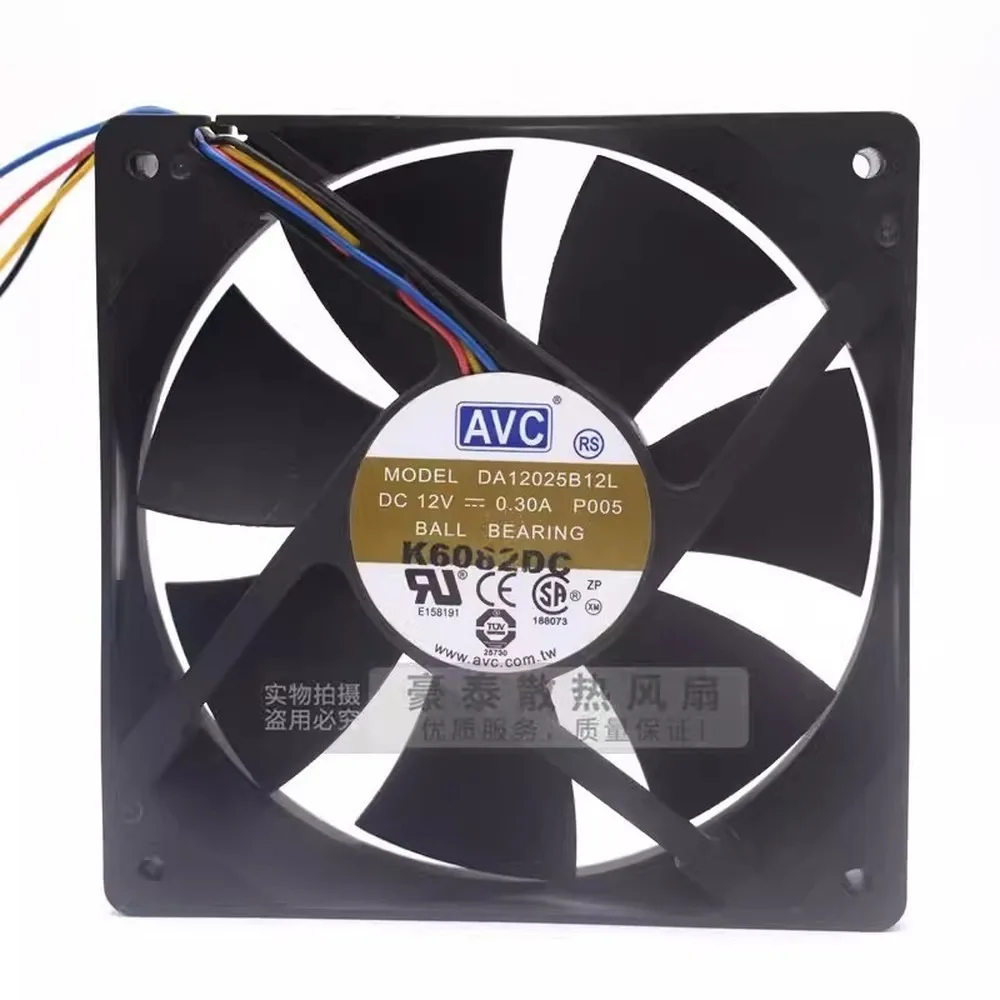 For AVC DA12025B12L 12025 DC12V 0.30A 4-Wire PWM Dual Ball Cooling Fan
For AVC DA12025B12L 12025 DC12V 0.30A 4-Wire PWM Dual Ball Cooling Fan