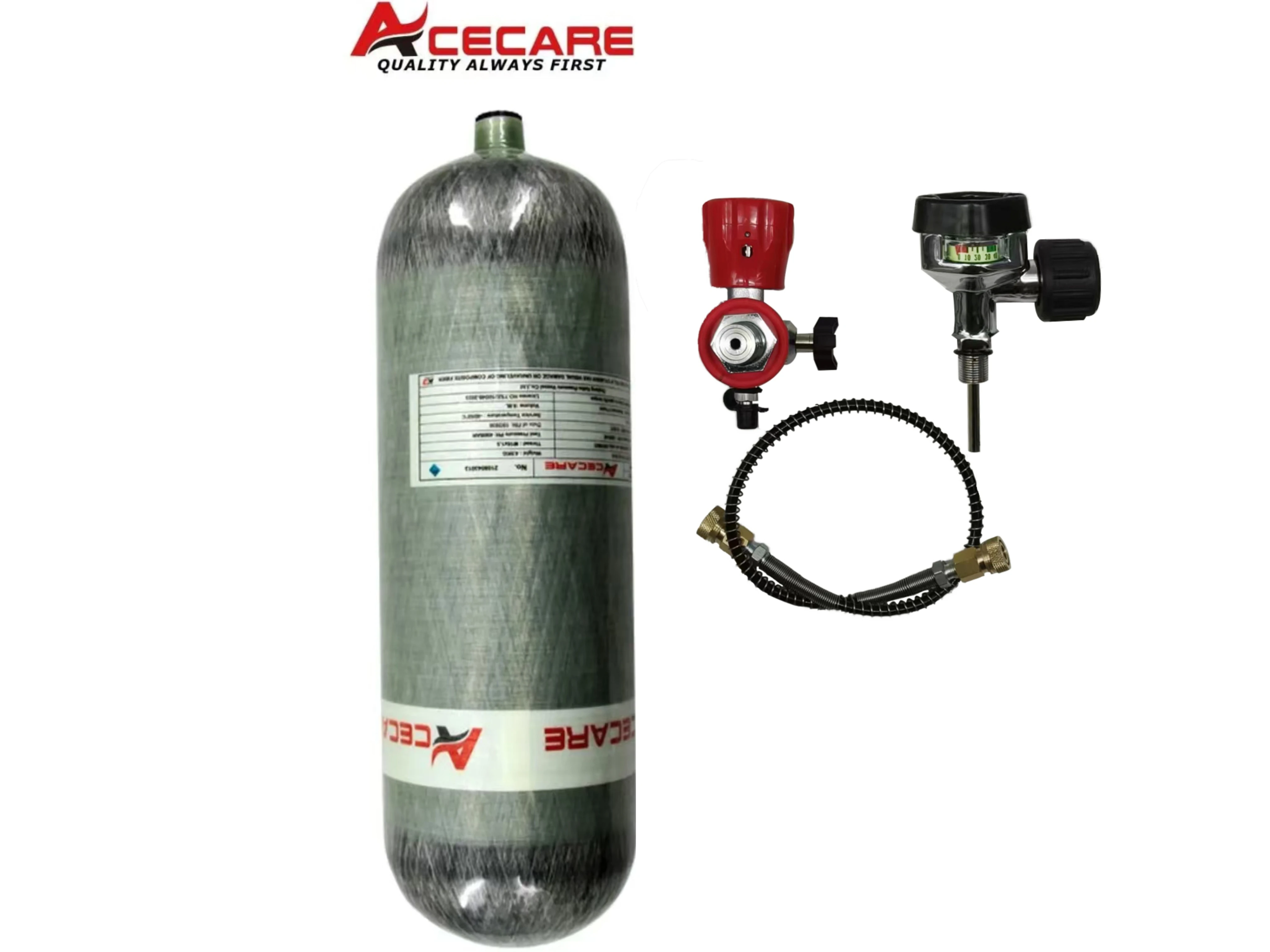 ACECARE 9L цилиндр из углеродного волокна 4500psi 300Bar HPA бак высокого давления с регулирующим клапаном для подводного плавания M18 * 1,5
ACECARE 9L цилиндр из углеродного волокна 4500psi 300Bar HPA бак высокого давления с регулирующим клапаном для подводного плавания M18 * 1,5