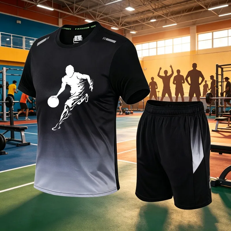 Unisex gradient sportswear, quick drying breathable T-shirt, basketball printed pattern casual fitness sportswear
Unisex gradient sportswear, quick drying breathable T-shirt, basketball printed pattern casual fitness sportswear