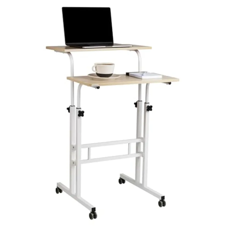 Standing Desk, Adjustable Height Laptop Workstation, Portable Rolling Desk on Wheels, Two-Tier Metal Frame
Standing Desk, Adjustable Height Laptop Workstation, Portable Rolling Desk on Wheels, Two-Tier Metal Frame