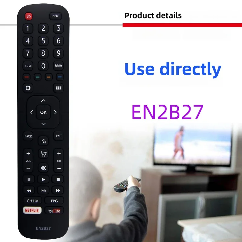 For Hisense EN2B27 Smart TV Black Universal Remote Control Replacement 32K3110W 40K3110PW 50K3110PW 40K321UW 50K321UW 55K321UW
For Hisense EN2B27 Smart TV Black Universal Remote Control Replacement 32K3110W 40K3110PW 50K3110PW 40K321UW 50K321UW 55K321UW