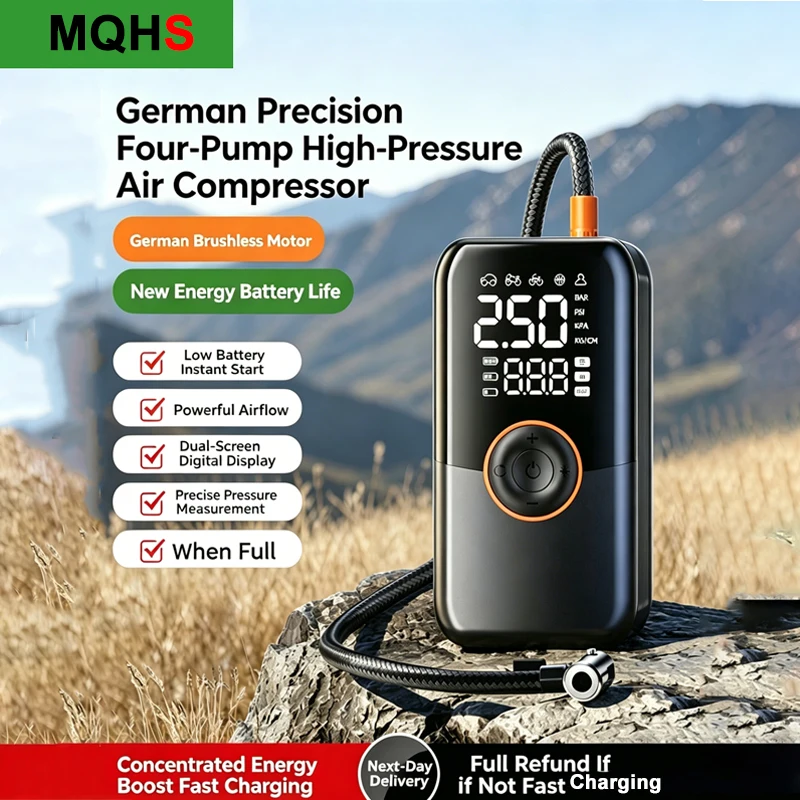 MQHS Portable Motorcycle Tire Inflator Rechargeable Electric Inflator for Car Bicycle Digital Air Compressor Ball Inflator Pump
MQHS Portable Motorcycle Tire Inflator Rechargeable Electric Inflator for Car Bicycle Digital Air Compressor Ball Inflator Pump